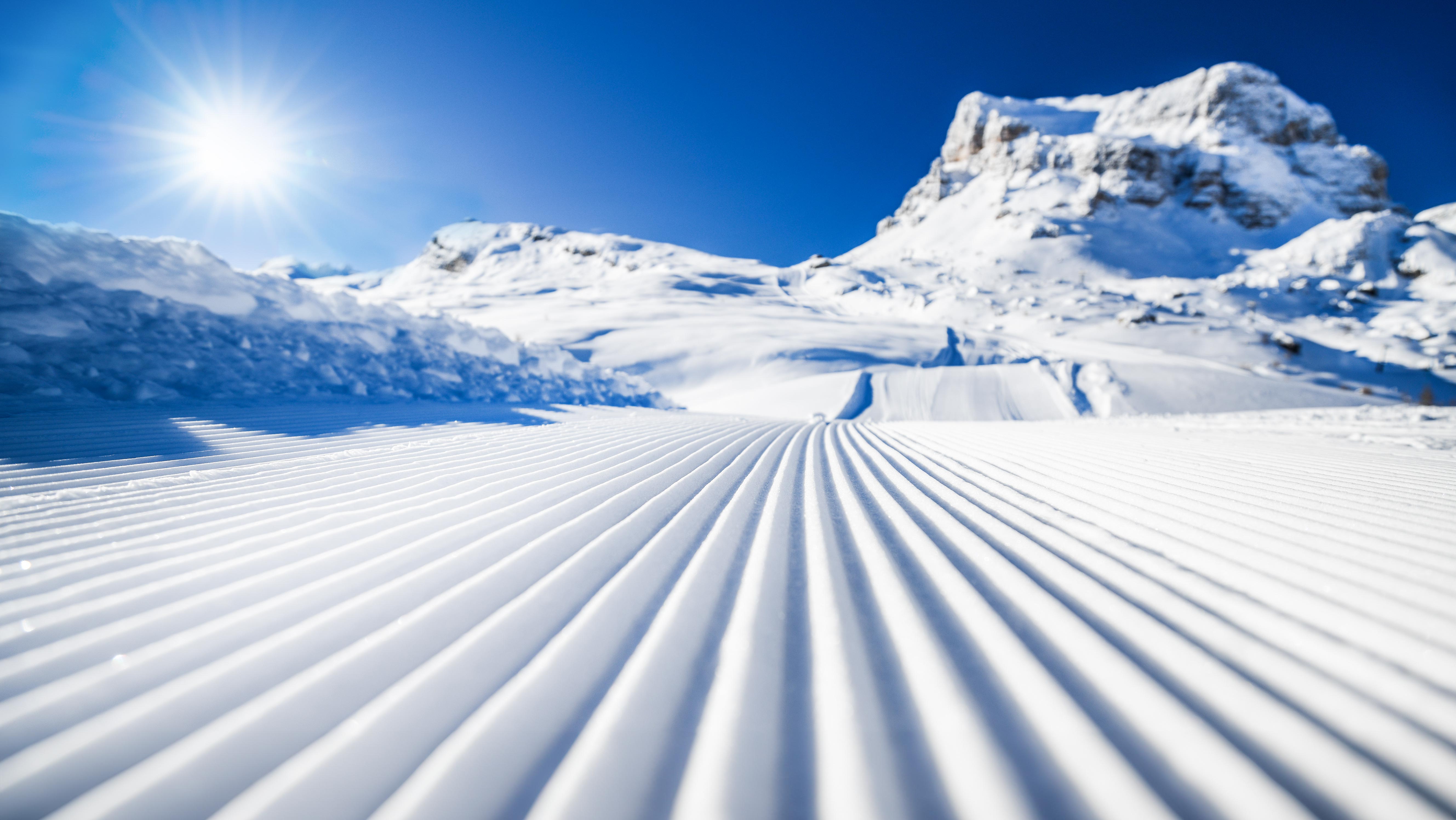 Image of freshly groomed snow mountain