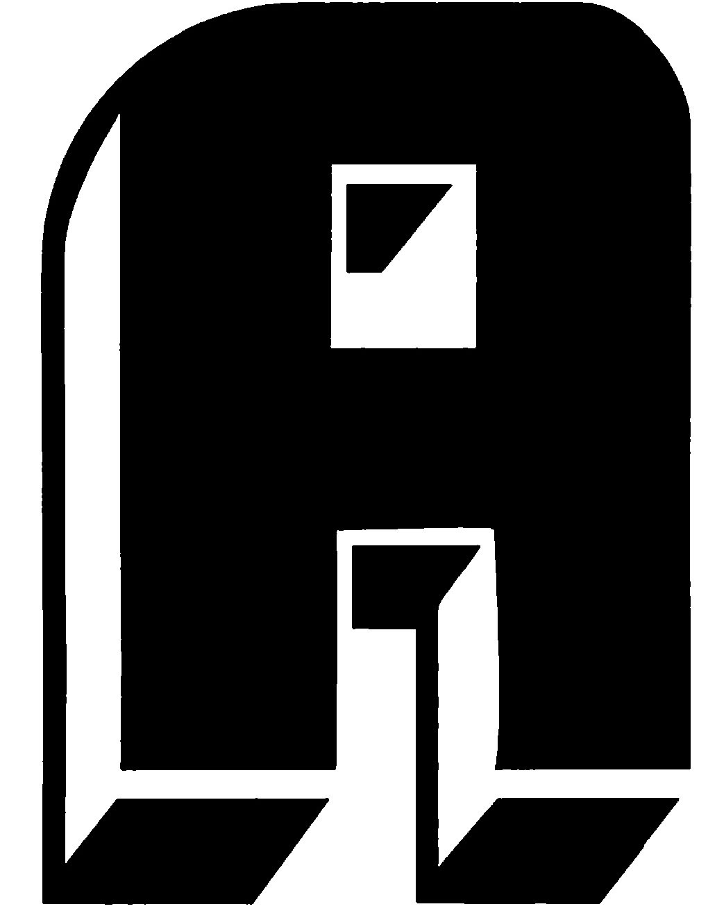 Large, geometric decorative letter A