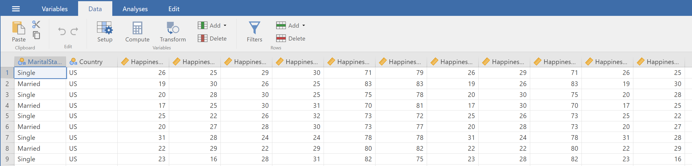 Data in Example Data Set